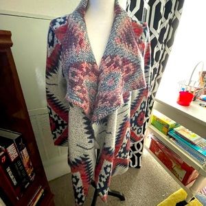 Cozy Wool Blend Aztec Print Cardigan NWOT